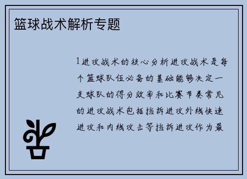 篮球战术解析专题
